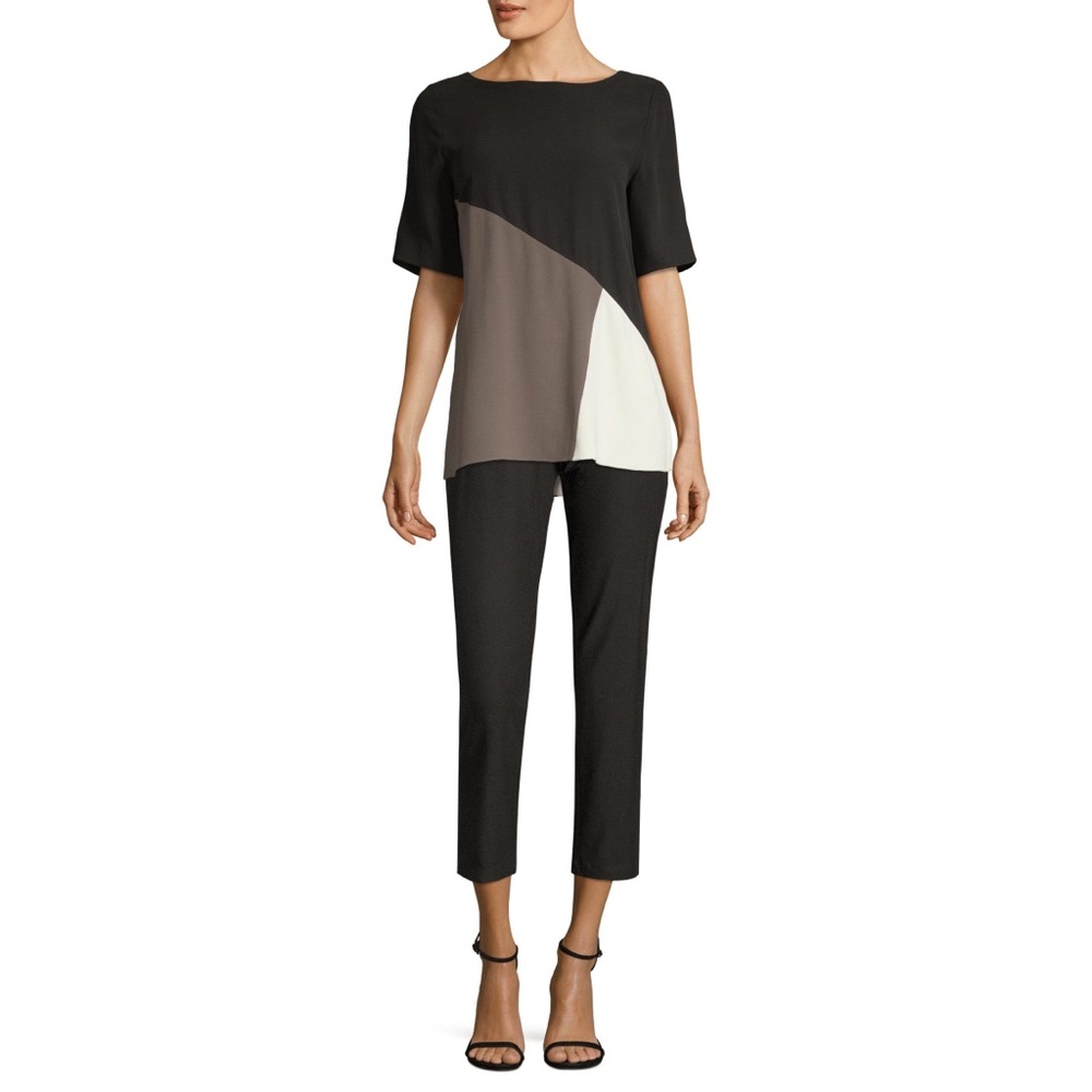 Eileen Fisher Colorblock Silk Top
